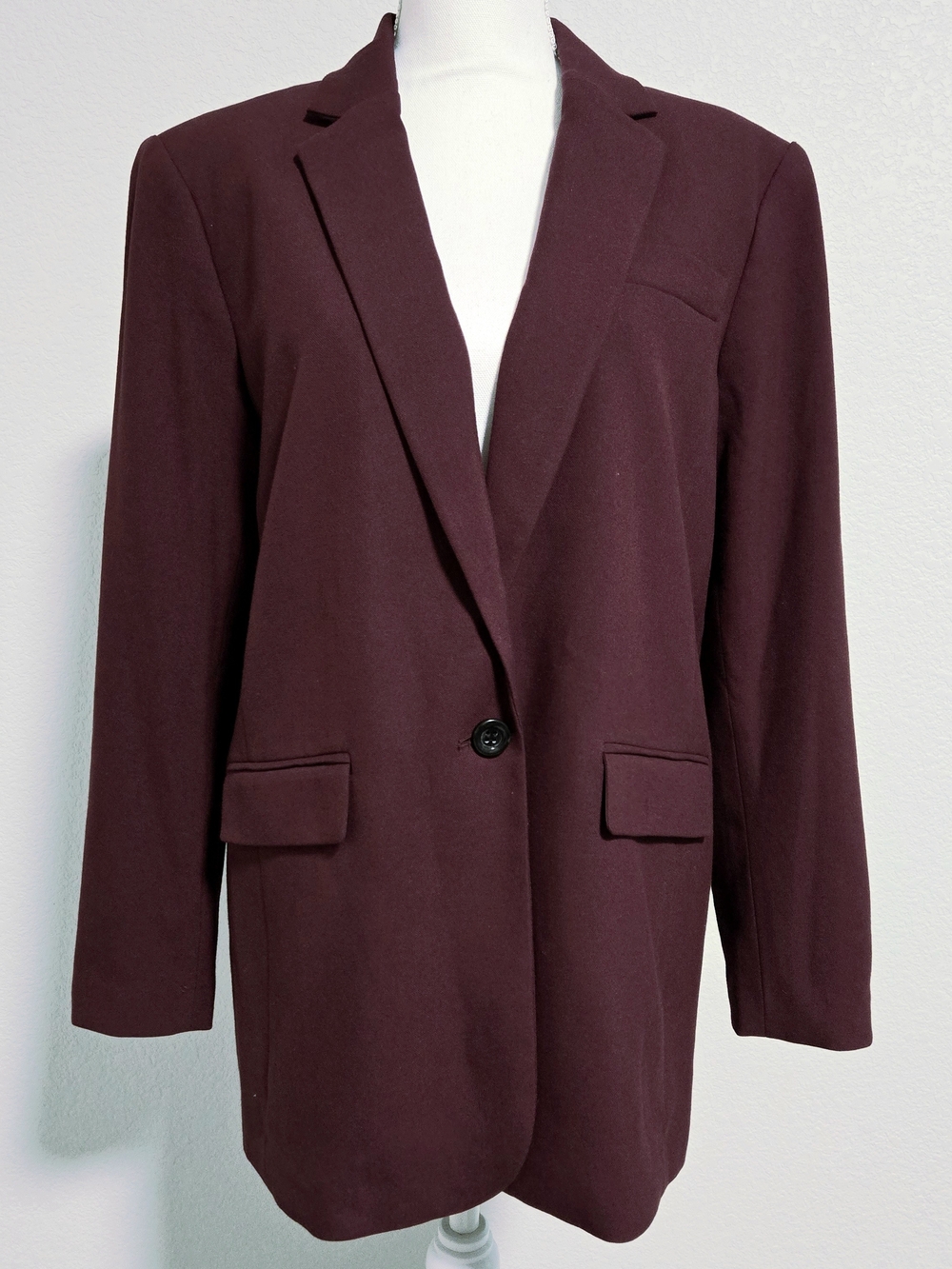 Ann Taylor Women's Tailored Single-Button Blazer Jacket - Burgundy 10